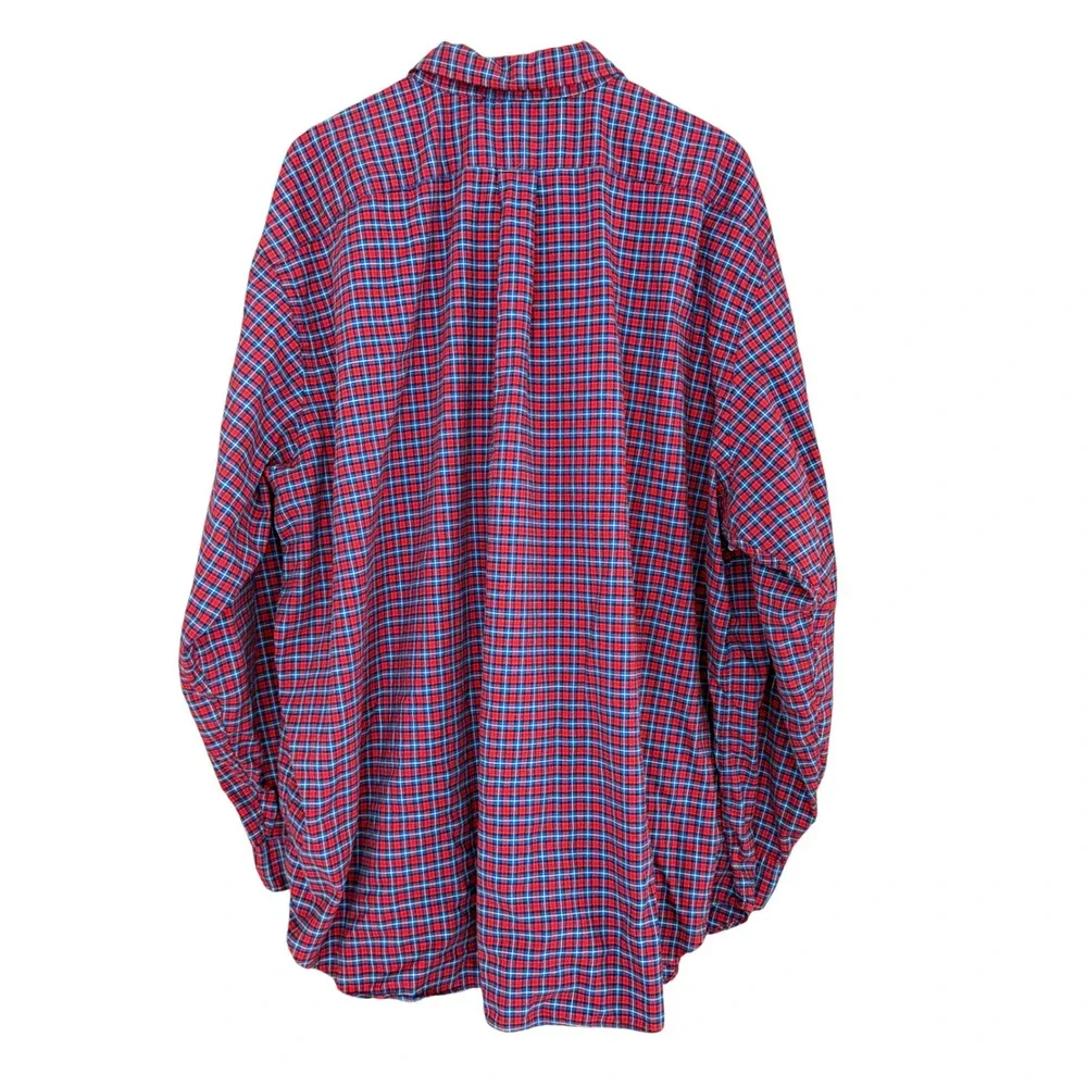 Polo Ralph Lauren Mens 3XB Plaid Button Down Shirt Red Blue Cotton Big & Tall